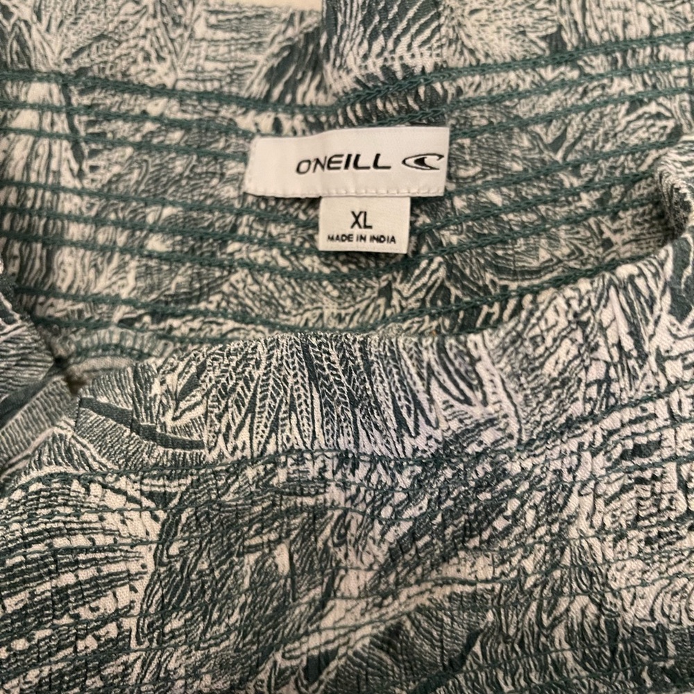 O’Neill Green Palm Print Johnny  Pants XL NWT Elastic Waist & Palm Fringe Bag - Picture 10 of 11